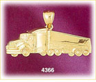 14Kt Yellow Gold 18 Wheeler Truck Charm