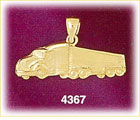 14K Yellow Gold 18 Wheeler Truck Charm