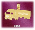 14K Yellow Gold Etched Semi Truck Charm