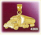14K Yellow Gold Tank Truck Charm
