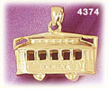 14K Yellow Gold Desire Cable Car Train Charm