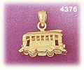 14K Yellow Gold Desire Cable Street Car Train Charm 3D