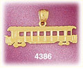 14K Yellow Gold Railcar Train Charm