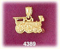 14K Yellow Gold Train Locomotive Charm 3D