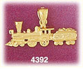 14K Yellow Gold Locomotive w/Cargo Train Charm