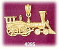 14K Yellow Gold Steam Locomotive Train Charm
