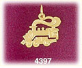 14K Yellow Gold Train w/Steam Charm