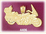 14K Yellow Gold Fully Equipped Motorcycle Charm