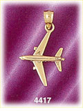 14 Karat Yellow Gold Jetliner Airplane Charm