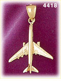 14K Yellow Gold 3D Airplane Charm
