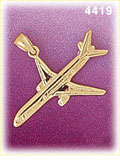 14K Yellow Gold Jetliner Airplane Charm