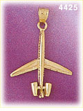 14K Yellow Gold Airplane Charm 3D