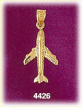 14K Yellow Gold Passenger Aircraft Airplane Charm 3D