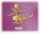 14K Yellow Gold Polished Flying Helicopter Charm