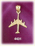 14K Yellow Gold Jet Aircraft Airplane Charm
