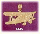 14K Yellow Gold Bi-Plane Airplane Charm