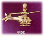 14K Yellow Gold Rotorcraft Helicopter Aircraft Charm 3D