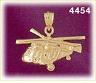 14K Yellow Gold Dual Rotor Aircraft Helicopter Charm