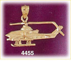 14K Yellow Gold Cobra Helicopter Aircraft Charm