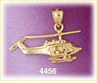 14K Yellow Gold Bell Model Helicopter Aircraft Rotorcraft Charm
