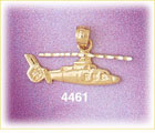 14K Yellow Gold Aircraft Helicopter Charm