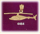 14K Yellow Gold Sleek Flying Helicopter Charm