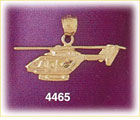 14K Yellow Gold Bell Series Aircraft Helicopter Charm
