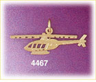14Kt Yellow Gold Helicopter Aircraft Charm