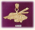 14K Yellow Gold Helicopter Aircraft Charm