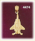 14K Yellow Gold MiG Military Aircraft Attack Plane Charm