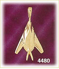 14K Yellow Gold Stealth Bomber Airplane Charm