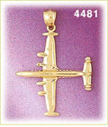 14K Yellow Gold Fighter Plane Charm