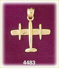 14K Yellow Gold Plane Fighter Aircraft Charm 3D
