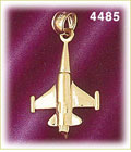 14K Yellow Gold Plane F16 Fighter Plane Aircraft Charm 3D