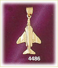14K Yellow Gold Plane F15 Fighter Plane Aircraft Charm