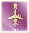 14K Yellow Gold Awax Aircraft Plane Charm