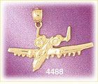 14K Yellow Gold A10 Thunderbolt Military Plane Charm