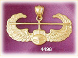 14K Yellow Gold Helicopter w/Wings Air Force Military Charm