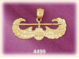 14K Yellow Gold Helicopter w/Wings Military Charm