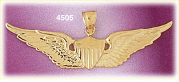 14K Yellow Gold Air Force Wings Military Charm