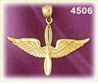 14K Yellow Gold US Air Force Wings Military Charm