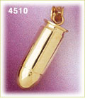 14Kt Yellow Gold 3D Bullet Charm Pendant