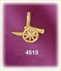 14K Yellow Gold Military Cannon Charm