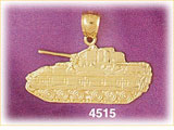 14K Yellow Gold Military Tank Charm