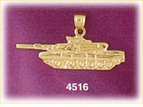 14K Yellow Gold Tank Military Charm