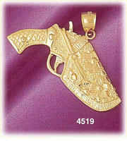 14K Yellow Gold Gun & Holster Charm