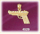 14K Yellow Gold Firearm Pistol Gun Charm