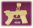 14K Yellow Gold Machine Gun Artillery Charm