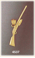 14K Yellow Gold Riffle Firearm Gun Charm