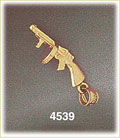 14K Yellow Gold Machine Gun Weapon Charm 3D